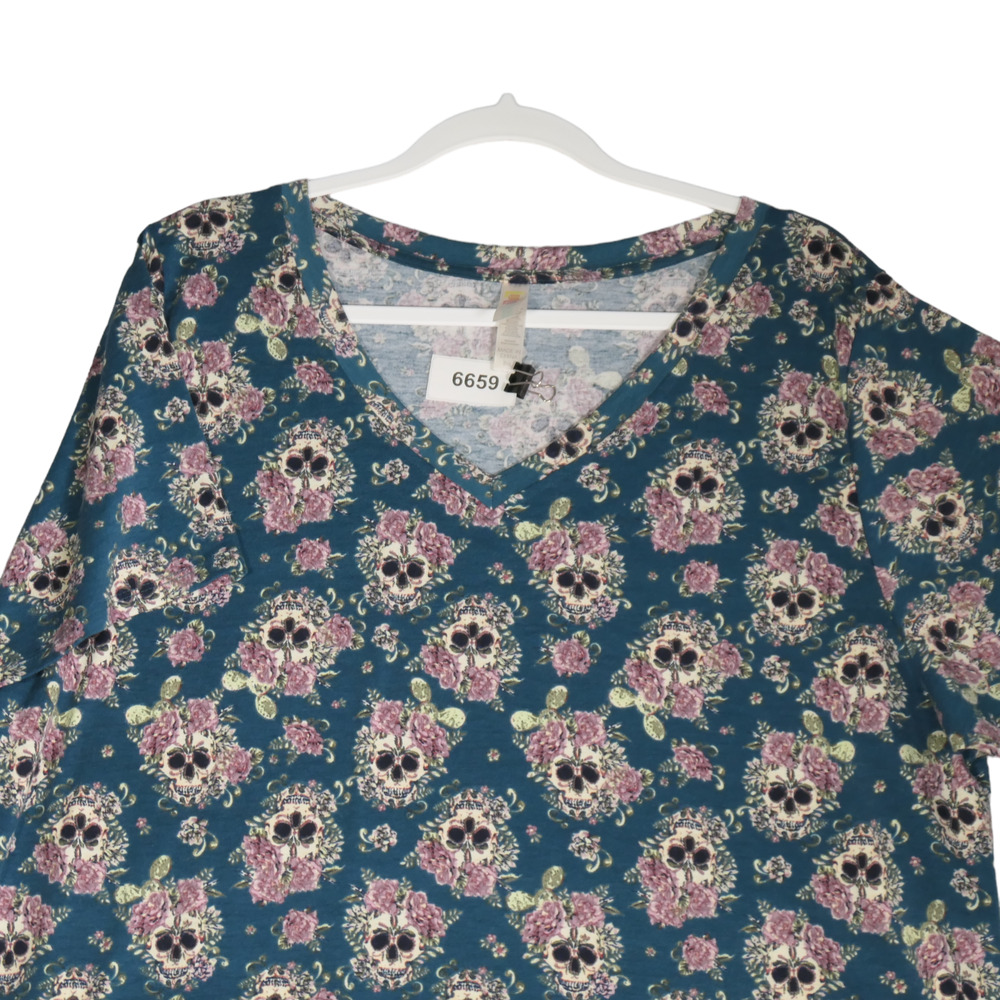 LuLaRoe Whimsigoth Skull Floral Tunic Tee Womens 3X Indie Femme Y2K Dark - Picture 5 of 8